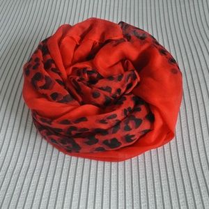 New Look Red and Black animal print Scarf